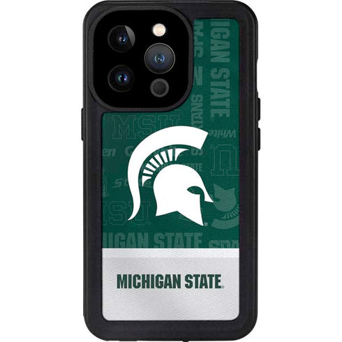 Michigan State University Jersey Split iPhone 15 Pro Waterproof Case